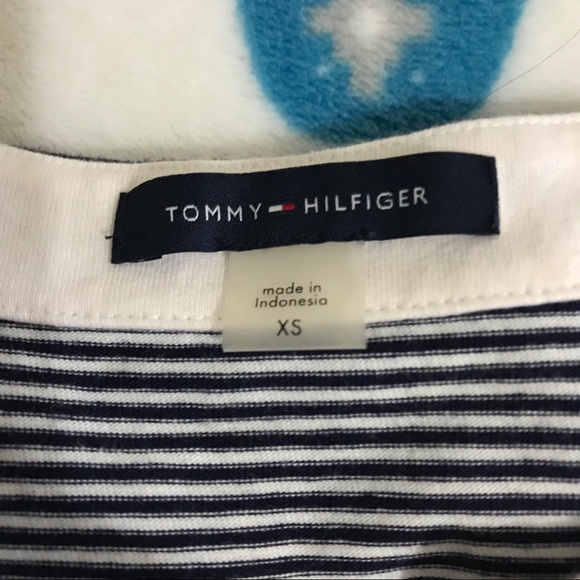 Tommy Hilfiger Shift Mini Dress Tunic Cotton Stripes Nautical Short Sleeve Sz XS - Picture 2 of 8